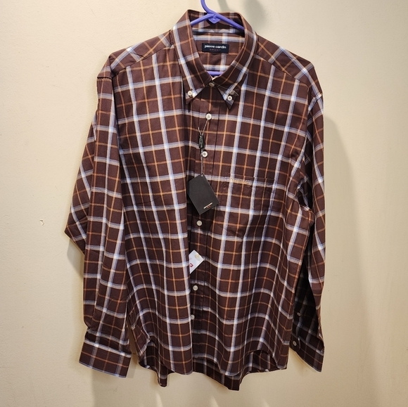 Pierre Cardin plaid casual button Down shirt size L - Picture 1 of 11